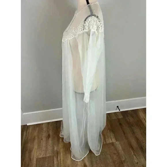 Vintage Vassarette Sheer Lace Coquette Long White Nightgown Robe Cottagecore M - Picture 7 of 14